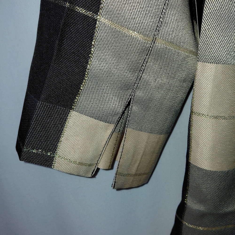 Tuckernuck Black Gold Metallic Plaid Blouse Top Women's Sz Medium‎ NWT - Picture 6 of 8